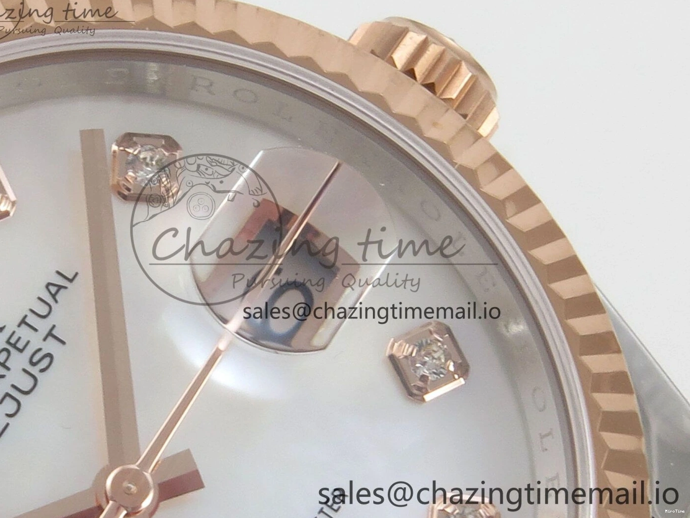 MiroTime 0426 FastDry DateJust 36 SS RG ARF 1:1 Best Edition 904L Steel White MOP Diamonds Dial on Oyster Bracelet SH 57